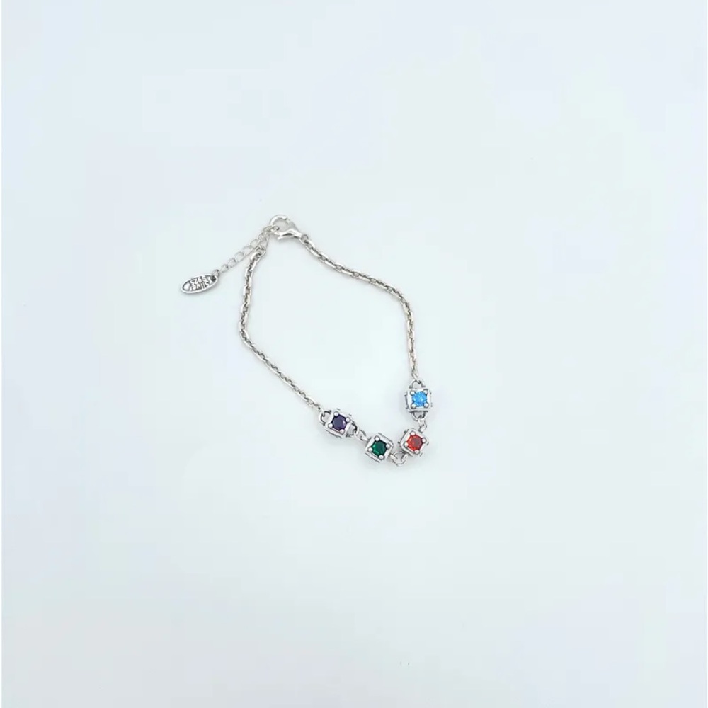 Rainbow Zirconia Square Sterling Silver Bracelet